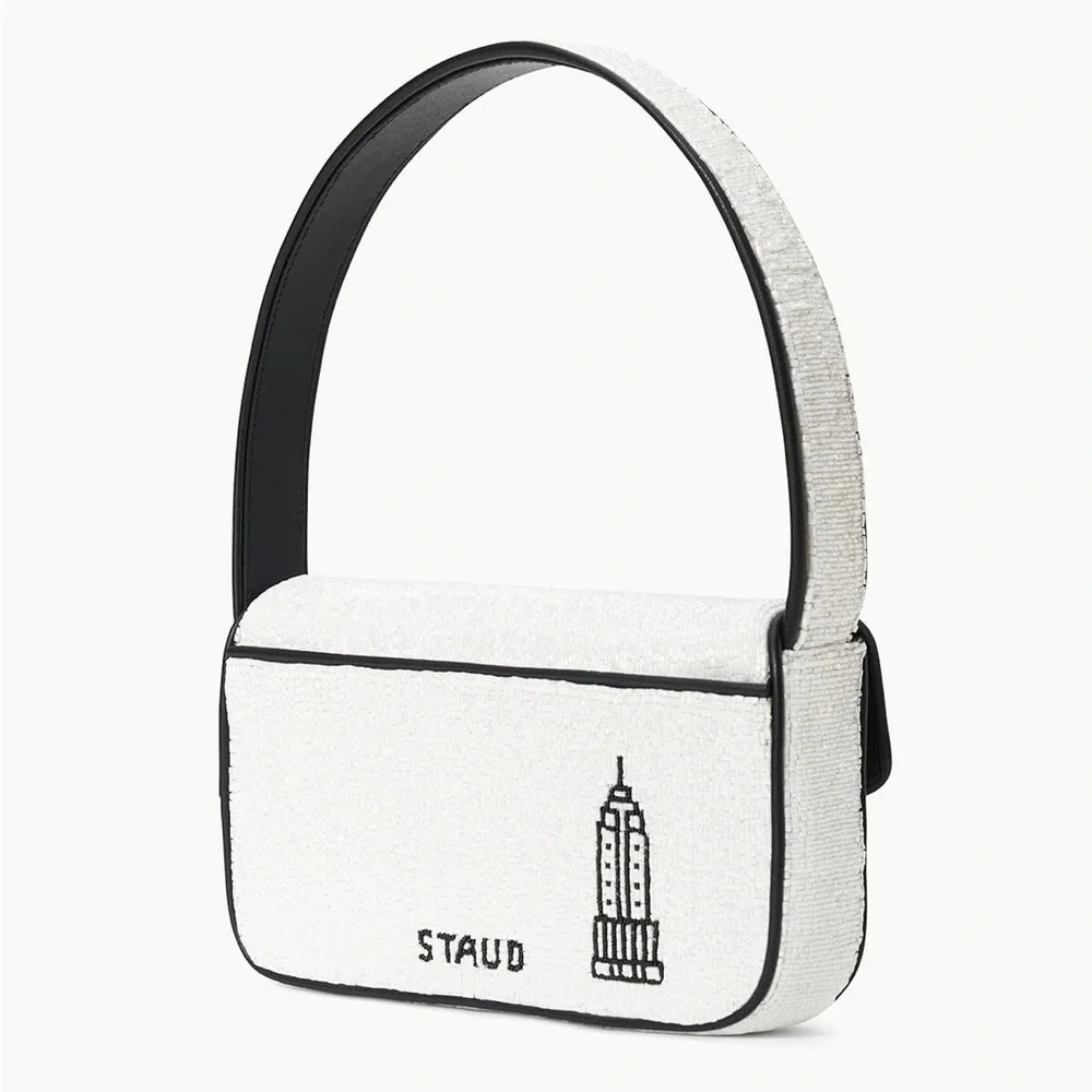 Staud I Love NY Tommy Viral Beaded Shoulder Bag Purse Handbag - Picture 2 of 12